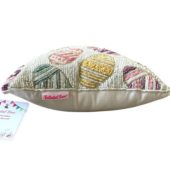 Colorful Easter Eggs Beaded Accent Pillow 12x16 Cottontail Lane Decor NEW - Picture 7 of 13